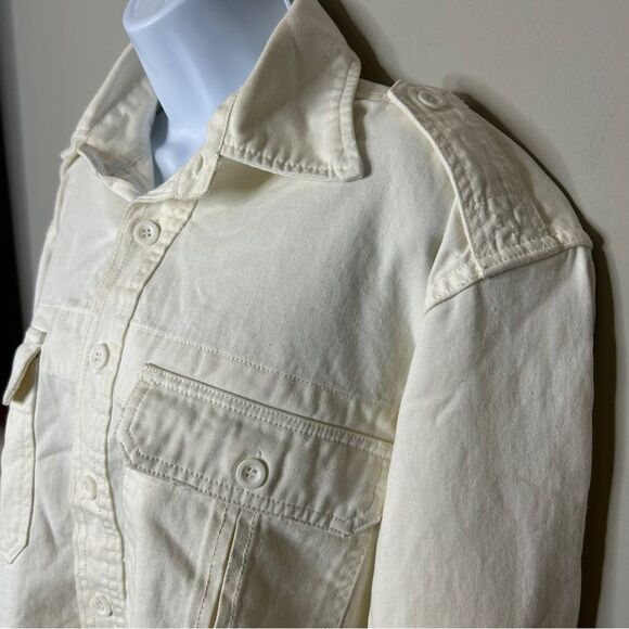 Ambercrombie & Fitch Muscle Men's White Double Pocket Long Sleeve Button Down XL - Picture 2 of 7